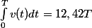 \int_{0}^{T}{v(t)dt}=12,42T